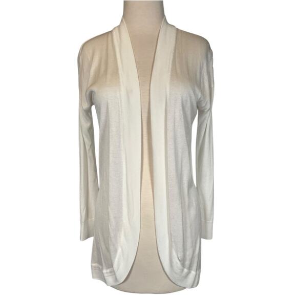 Joan Vass New York White Open Front Cardigan Sweater Size Small 100% Viscose - Picture 1 of 8